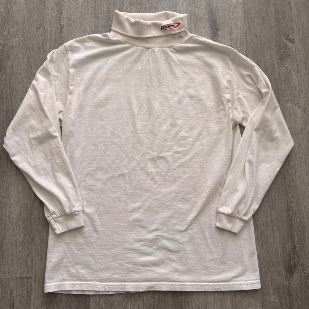 Vintage CSA Cleveland Browns Turtleneck Shirt Mens Large White Long Sleeve USA